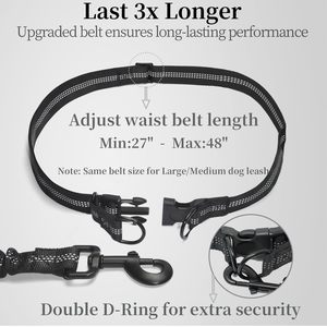 Dual Shock Absorbing <strong>Dog</strong> <strong>Leash</strong> with Reflective Waist Belt Pouch Hands Free Running Pet Lead <strong>for</strong> Large <strong>Dogs</strong> Outdoor Activities - Product Image 4