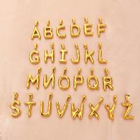 Pendentif Lettre Initiale A-Z en Acier Inoxydable Plaqué Or 18K, Étanche, Breloque Alphabet Bulle 26 Lettres pour Bijoux Collier DIY