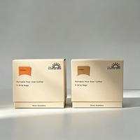 Boîte à café en papier certifiée, perforée, personnalisée, gaufrée, biodégradable, résistante à la graisse, avec fermeture à rabat pour café filtre
