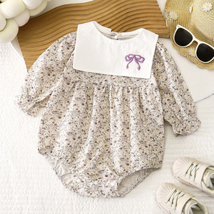 Tutina con Colletto Peter Pan per Neonata 0-24 Mesi, Body a Maniche Lunghe con Volant, Jumpsuit Casual Invernale per Bambine - Product Image 2