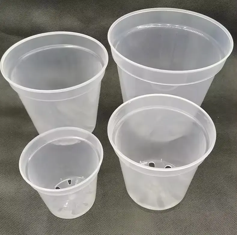Grosir plastik transparan pot bunga anggrek dengan lubang jelas pot anggrek lubang keranjang plastik bening