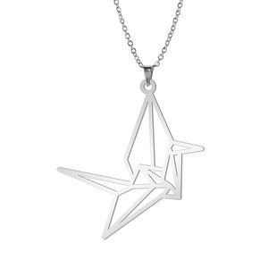 Collier en acier inoxydable avec grue Origami pour femmes et filles, ras du <span class=keywords><strong>cou</strong></span>, cadeaux <span class=keywords><strong>de</strong></span> noël - Product Image 1