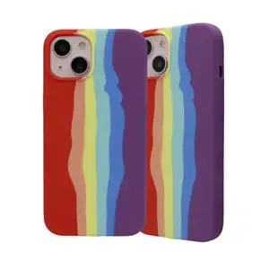 Rainbow Colorful Silicone Mobile Cell Phone Case and Covers For Iphone 13 15 14 12 11 8 7 X XS XR Pro Max