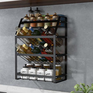 Étagère à épices créative pour la cuisine, rangement à 3-4 niveaux, en fil de fer noir, organisateur multifonctionnel pour les assaisonnements - Product Image 3