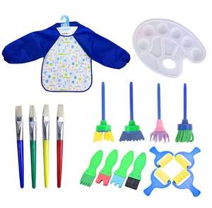 Kit de tampons et pinceaux éponge DIY personnalisés pour enfants, avec manche en plastique et poils en soie, outil de peinture - Product Image 5