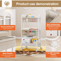 Chariot de rangement pour bébé en plastique à roulettes, 3 niveaux, étagères, bacs en tissu Oxford durables, organisateur de couches portable pour nouveau-né