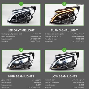 Faros Delanteros LED de Repuesto para <span class=keywords><strong>Mercedes</strong></span>-Benz <span class=keywords><strong>Vito</strong></span> V260 W447 2016-2025, Lente de Proyección Efecto Lluvia de Meteoros, Estilo Maybach - Product Image 3