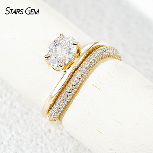 Anillo de Compromiso con Diamante Cultivado en Laboratorio de Corte Ovalado de 1 Quilate Starsgem, Conjunto de Anillos de Boda con Diamantes de Laboratorio, Certificado IGI - Product Image 2