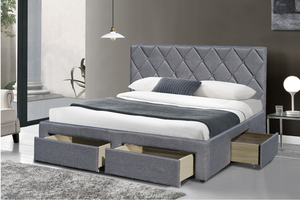 <span class=keywords><strong>Lit</strong></span> plateforme rembourré en tissu de lin gris foncé, double king size, avec tiroirs et boutons, vente en gros d'usine OEM - Product Image 3