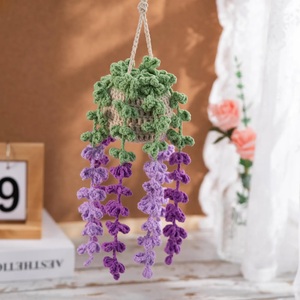 맞춤 수제 크로셰 등나무 걸이형 장식, 사실적인 실 꽃 벽 창문 장식, 침실 및 집 인테리어용 모던 장식품 - Product Image 3