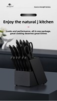 Ensemble de 17 couteaux de cuisine en acier inoxydable 30Cr13 avec revêtement antiadhésif, manche en PP TPR, pour la cuisine à domicile, cadeau, outils de cuisine pour la famille