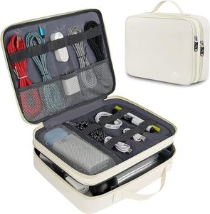 Échantillon gratuit : Sac de rangement pour câbles, étui de transport pour accessoires électroniques de voyage, sac portable étanche double compartiment - Product Image 1