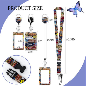 Cross-border butterfly vertical ID card protector, retractable pull <b>buckle</b>, detachable lanyard, badge <b>clip</b>, wholesale. - Product Image 3