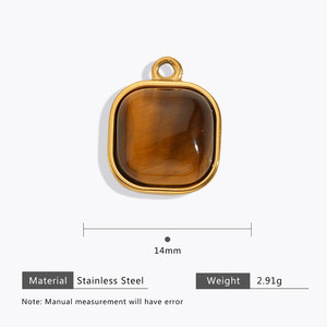 Colgantes y dijes de piedras preciosas naturales de acero inoxidable 316L chapados en oro PVD de 14K y 18K, personalizados y hechos a mano, para la fabricación de joyería. - Product Image 4