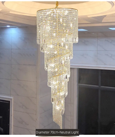 Lustre en cristal moderne de luxe K9 finition dorée lumière blanche chaude télécommande à intensité variable pour accrocher la maison hôtels restaurants