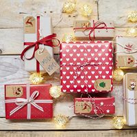 Étiquettes autocollantes en papier kraft de Noël, 6 motifs, étiquettes d'emballage cadeau pour les fêtes (250 PCS/rouleau)