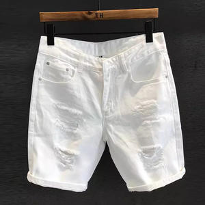2024 Summer <b>White</b> Rapped <b>Denim</b> <b>Shorts</b> Men's Korean-style Straight Casual Stretch Breathable 100% Cotton Five-point Mid-length - Product Image 3