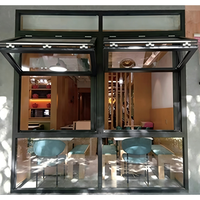 Fenêtre pliante en aluminium avec moustiquaire intégrée, grille de sécurité, isolation thermique, double vitrage trempé, multifonctionnelle pour cuisine