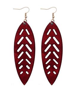 حار بيع جوفاء من الخشب ورقة الأقراط خمر الخشبية الطبيعية يترك إسقاط أقراط للنساء - Product Image 6