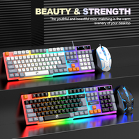 RAIKU T26 Three Color Wired Keyboard Mouse Set USB Plug and Play Ergonomic 1600 DPI for Desktop Home Esports