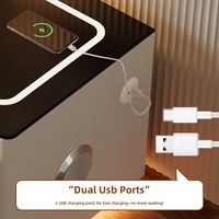 Table de chevet pliable intelligente avec haut-parleur Bluetooth, charge sans fil, éclairage LED sous le plateau, deux tiroirs, chambre à coucher moderne