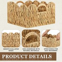 Panier à bords festonnés Yulin Jiafu, lot de 3, paniers en jacinthe d'eau tissés à la main avec poignées pour l'organisation et le rangement