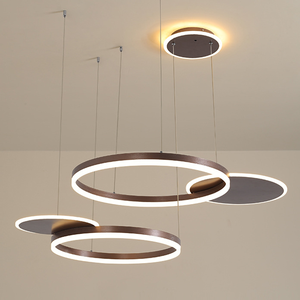 Lámpara de araña con diseño circular, anillo para sala de estar y dormitorio, luz colgante Led dorada moderna - Product Image 5
