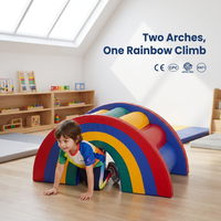 Arche de tunnel arc-en-ciel douce en mousse à cinq bandes Dreamy avec segments aquatiques et ensemble de gym avec marchepieds bleus