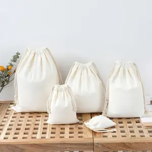 Tela de lona de algodón para reciclaje, bolsa de muselina con cordón para polvo, embalaje de joyas, fabricantes de bolsas de algodón orgánico