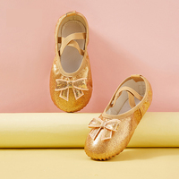 Chaussons de danse dégradés à nœud papillon BX69 pour filles, semelle souple, motif patte de chat, chaussures d'entraînement pour enfants, vente en gros