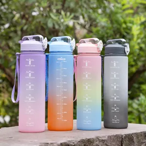 Botol air teh transparan 1000Ml, botol air buah, botol teh transparan Flip Top bening murah Gym bebas Bpa, 2022