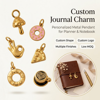 Breloque de planificateur Yogoo fantaisie en acier inoxydable : Champignon, Donut rose, Doigt d'honneur, Pizza, Café et Pendentif Life Saver.