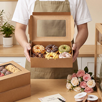 Boîtes à pâtisserie brunes 8x6x2,5 pouces avec fenêtre, boîtes cadeaux en papier kraft pour biscuits, pâtisseries et petits gâteaux, vente en gros