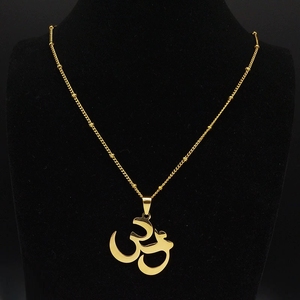 Yoga <strong>Om</strong> <strong>Pendant</strong> Necklaces 18K Gold Plated Stainless Steel Men's Hindu Buddhism Amulet Charms - Product Image 5