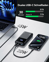 Batterie externe INIU 20000mAh 65W avec écran LED, 2 ports TYPE C, 1 port USB, charge rapide pour ordinateur portable, téléphone, voyage, urgence, café, extérieur