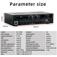 ZhengYing AV-555BT Amplificateurs domestiques 5CH Bass Audio Power BT Amplificateur numérique Hifi FM USB SD pour haut-parleurs de caisson de basses