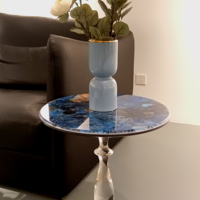 Table d'appoint en acrylique centrale de luxe Tables basses mobiles à dessus rond simples pour Table d'appoint de chambre à coucher de salon