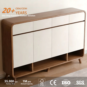 Étagère à chaussures en bois de style moderne sur mesure, épaisseur 15 mm, armoire de rangement multi-niveaux pour entrée, avec 5 étagères, durable - Product Image 2