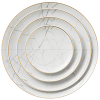 Marbsta — ensemble d'assiettes de mariage, vente en gros, pièces en marbre classiques, bord doré, chinois, pour événement, et location, DDP