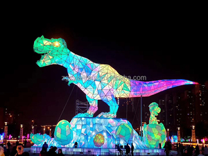 Lanternes de dinosaures colorées T-rex de Zigong, Chine, fabriquées à la main, LED, prix d'usine, nouvelle arrivée, durables, pour une utilisation en extérieur - Product Image 3
