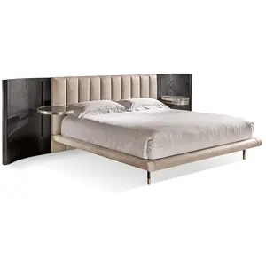High Quality Hotel Leather Bed Room Furniture Set Wood Italian Modern Luxury King Size Bedroom Furniture
