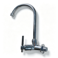 Robinet de cuisine en plastique chromé à col de cygne, robinet d'évier à eau froide simple pour montage sur comptoir ou mural