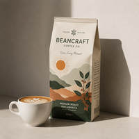 Sachet de café à fond plat imprimé sur mesure, refermable avec fermeture éclair, pour emballage de café, 250g, 500g, 1kg, avec valve, vente en gros usine