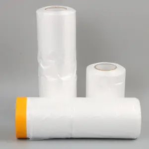Car Plastic Sheeting Pre-taped Protective Film Adhesive Automotive Paint Masking Film Furniture Dustproof