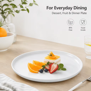 Ensemble de plats et d'assiettes ronds en mélamine plastique écologique sans BPA, colorés, pour la vaisselle - Product Image 1