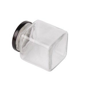 Clear glass mason jar of square shape