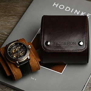 Wholesale OEM Logo <b>Black</b> Blue Brown Leather 1 Slot Travel 2 Slots Luxury 3 Slots <b>Watch</b> Roll case Rolling up <b>Watch</b> Box - Product Image 1