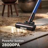 Aspirateur balai sans fil 350W 28000Pa, filtration HEPA multicyclonique, écran LED, nettoyage à sec, batterie lithium-ion, pour sols domestiques