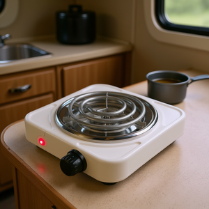 Plaque chauffante électrique portable D0100HP6L6Y à brûleur unique 1000W avec commande par bouton pour utilisation en camping-car - Product Image 2