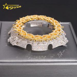 Nouveau Design Style Maille Barber Moissanite Diamant Hip Hop Bijoux Sur Mesure « Buss Down » Argent 925 Cache-Lunette Montre GA2100 - Product Image 4